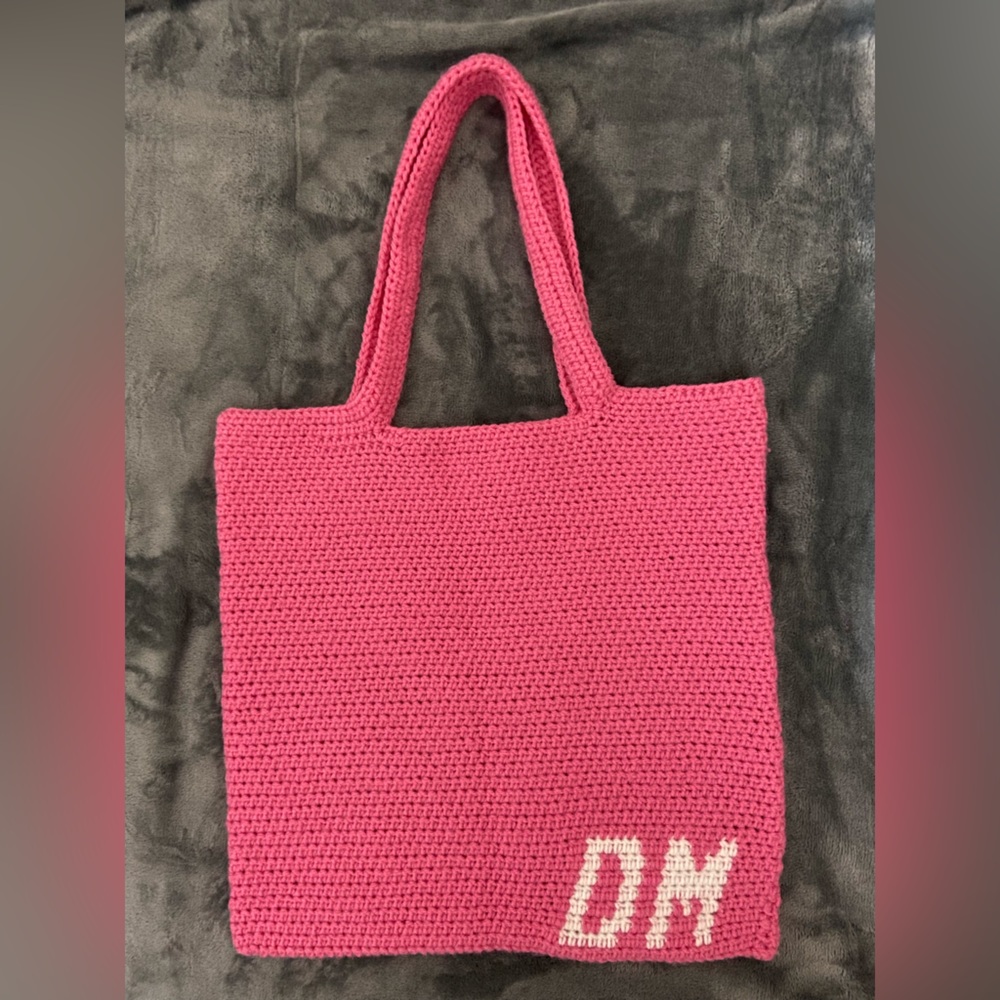 Pink Initial Tote Bag